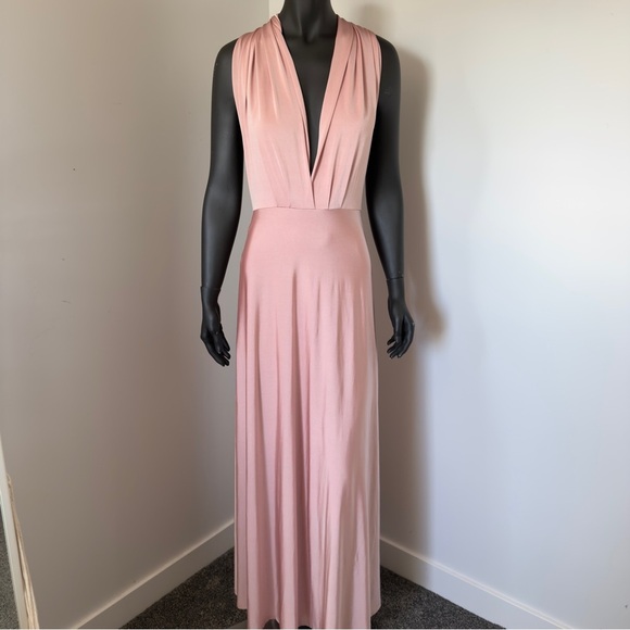 Lulus Blush Pink Convertible Deep V-Neck Maxi Dress Size S - Picture 2 of 13